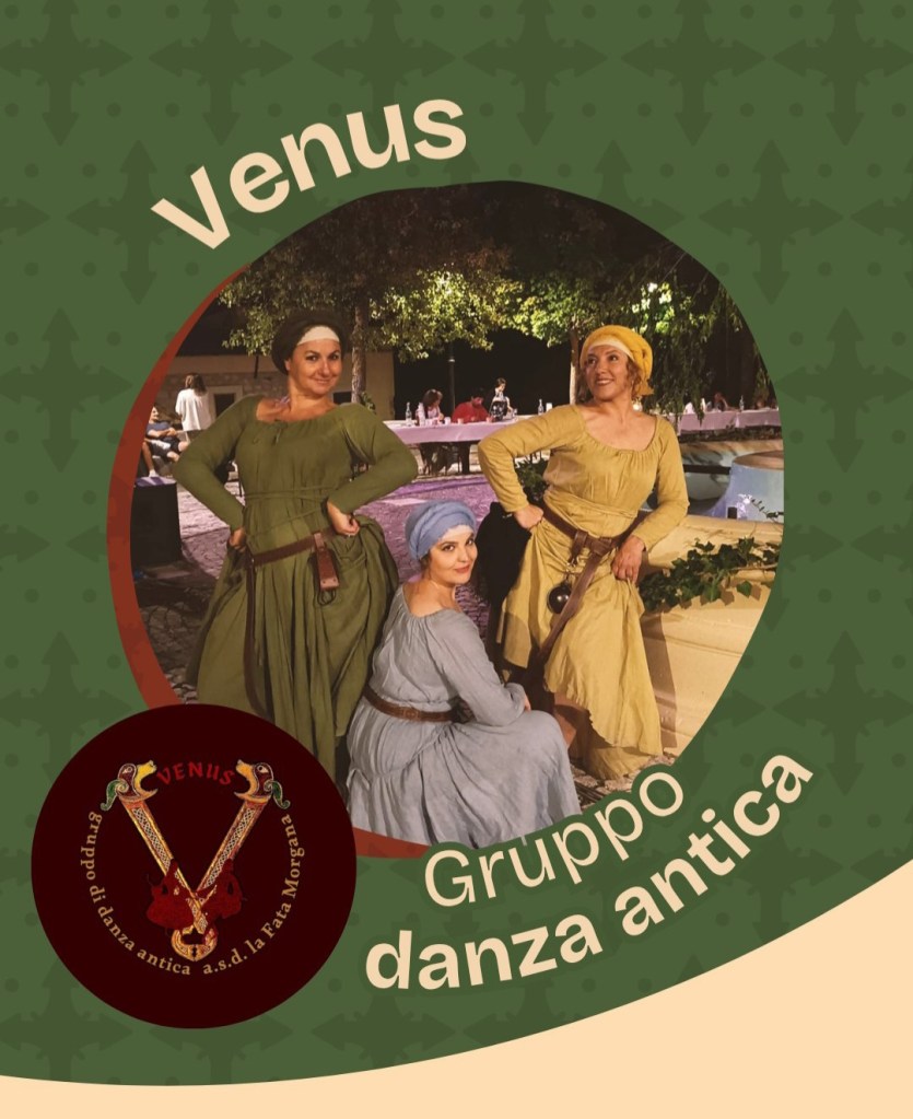 Volantino del gruppo di danza antica Venus per la rievocazione storica Lucrezia Borgia a Castiglione della Valle Colledara