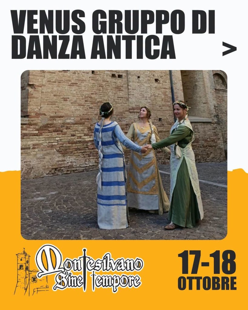 Cartolina promo del gruppo di danza antica Venus all' evento rievocativo Montesilvano sine Tempore edizione 2026